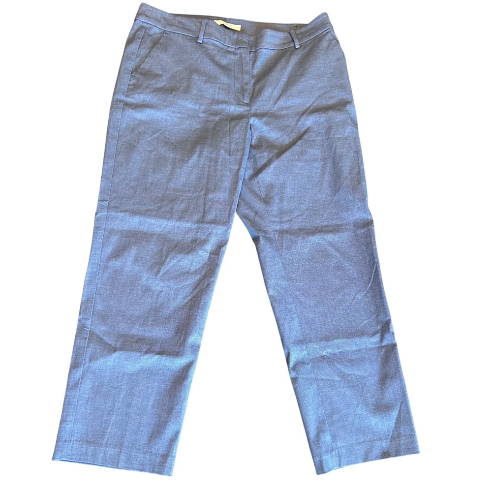 LOFT Riviera Slim Curvy Pants Women 12 Blue Excellent‎ Textured Dress Trousers